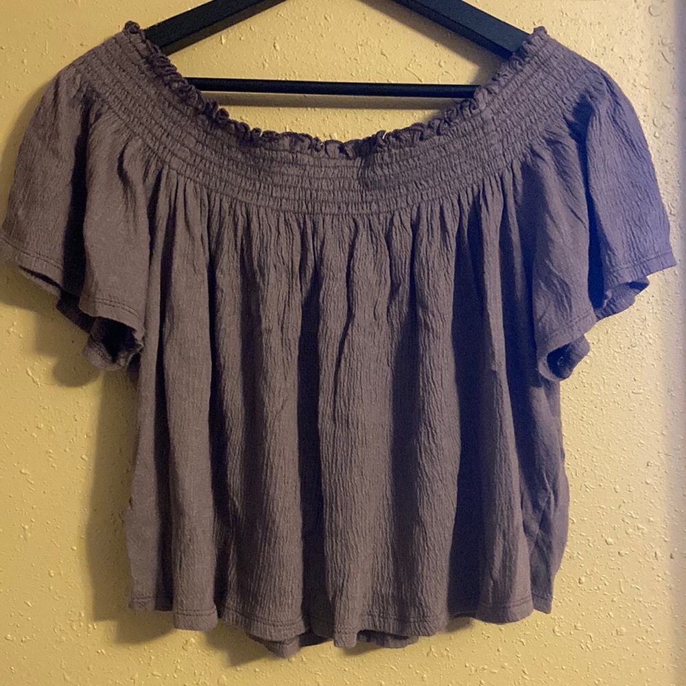 Purple Off the Shoulder Crop Top